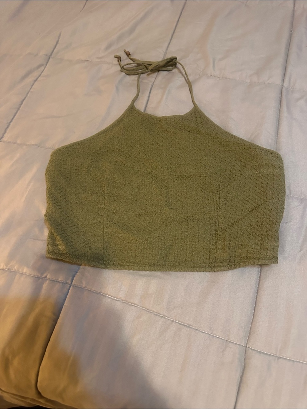 Earthbound Halter Crop Top in Olive Green - Women